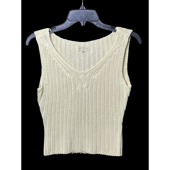 Vintage Balenciaga Knit Ivory Crochet Sleeveless Women Vest From Japan Medium - Picture 1 of 8